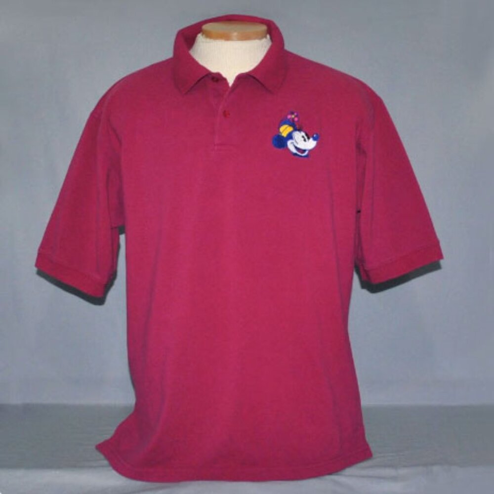 Vintage Minne Mouse Polo Shirt Men's Size XXL Pink Magenta Short Sleeve Disney O
